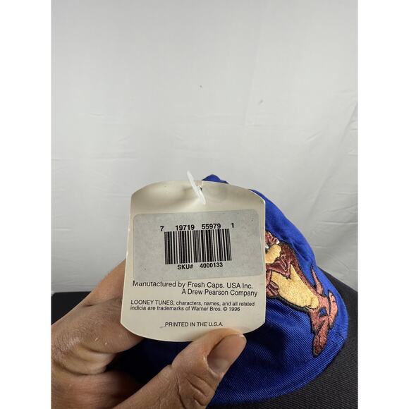 Vintage 1996 Looney Tunes Taz Hat by Fresh Caps USA – Blue/Black – NEW w/ Tags - Picture 4 of 6